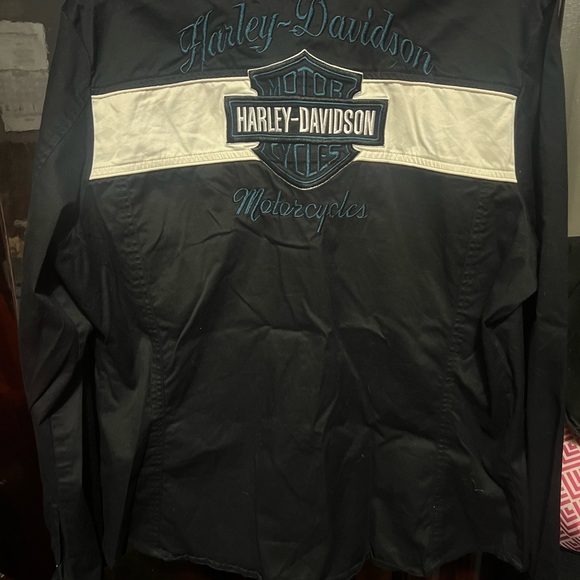 Harley-Davidson Women's Black zipper blouse long sleeve - Picture 4 of 4